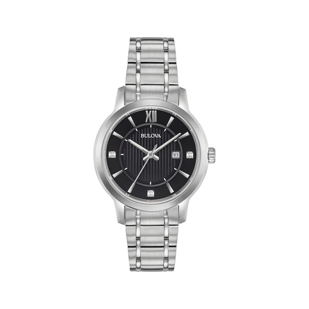 Bulova Women's Classic Stainless Steel Black Diamond Accent Women's Watch, NWT‎